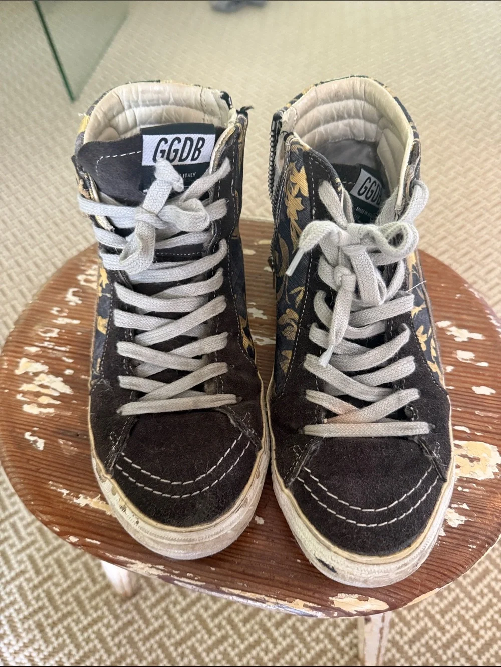 Golden Goose Deluxe Brand Slide High-Top Floral-Print Sneakers
